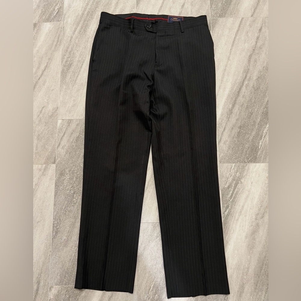 Carlo Lusso 2 Button Solid Black Pin Striped Men'… - image 4